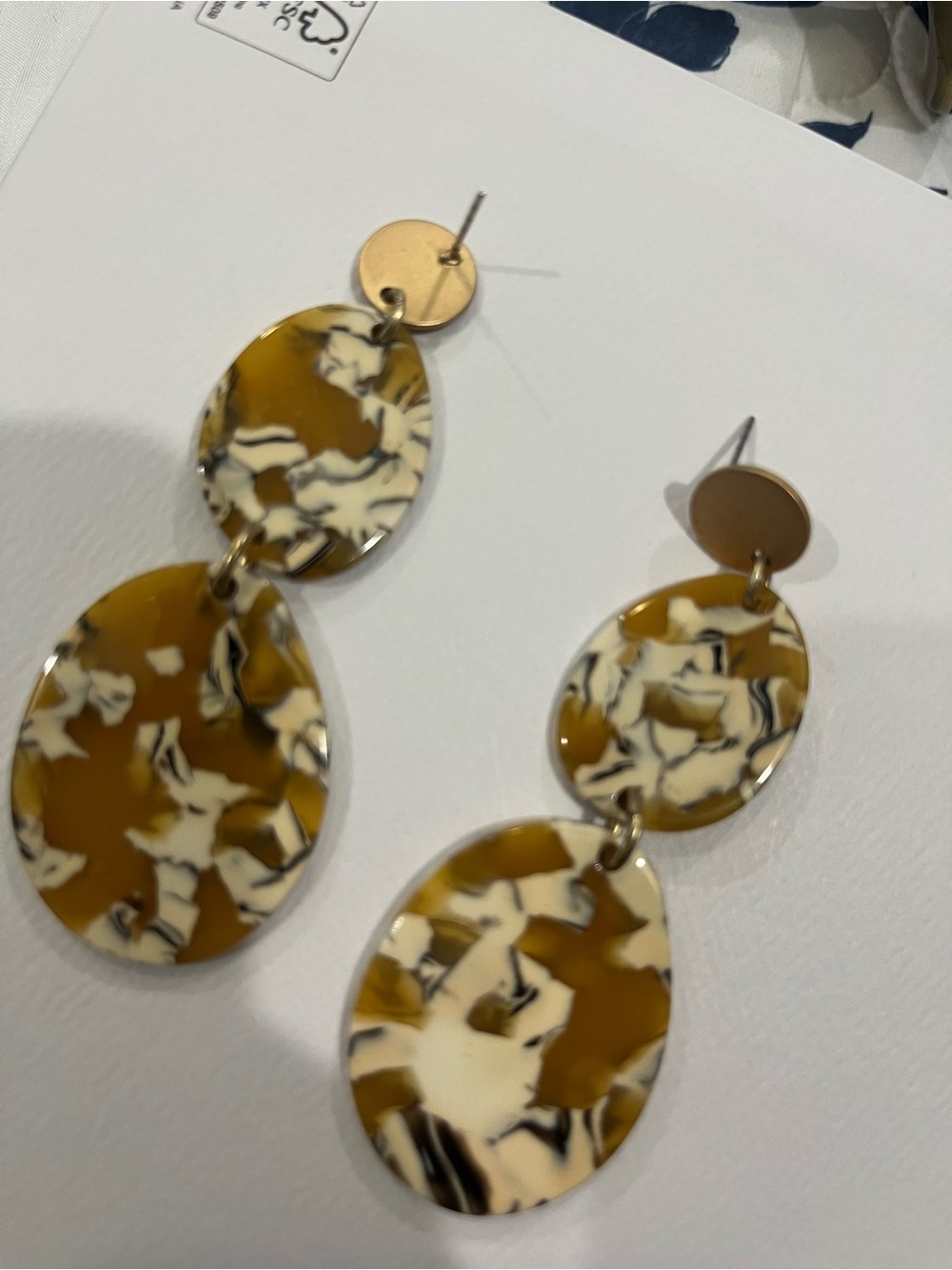 Target Brown and Cream Marble Drop Earrings